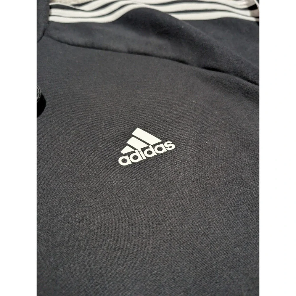 Adidas‎ 3-Stripes Drawstring Black Fleece  Men's XL Hoodie